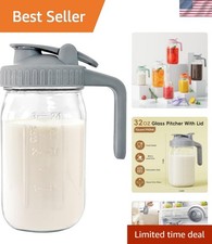 Breast Milk Pitcher - 32 oz Glass Mason Jar with Dual Leak-Proof Design, Airt...