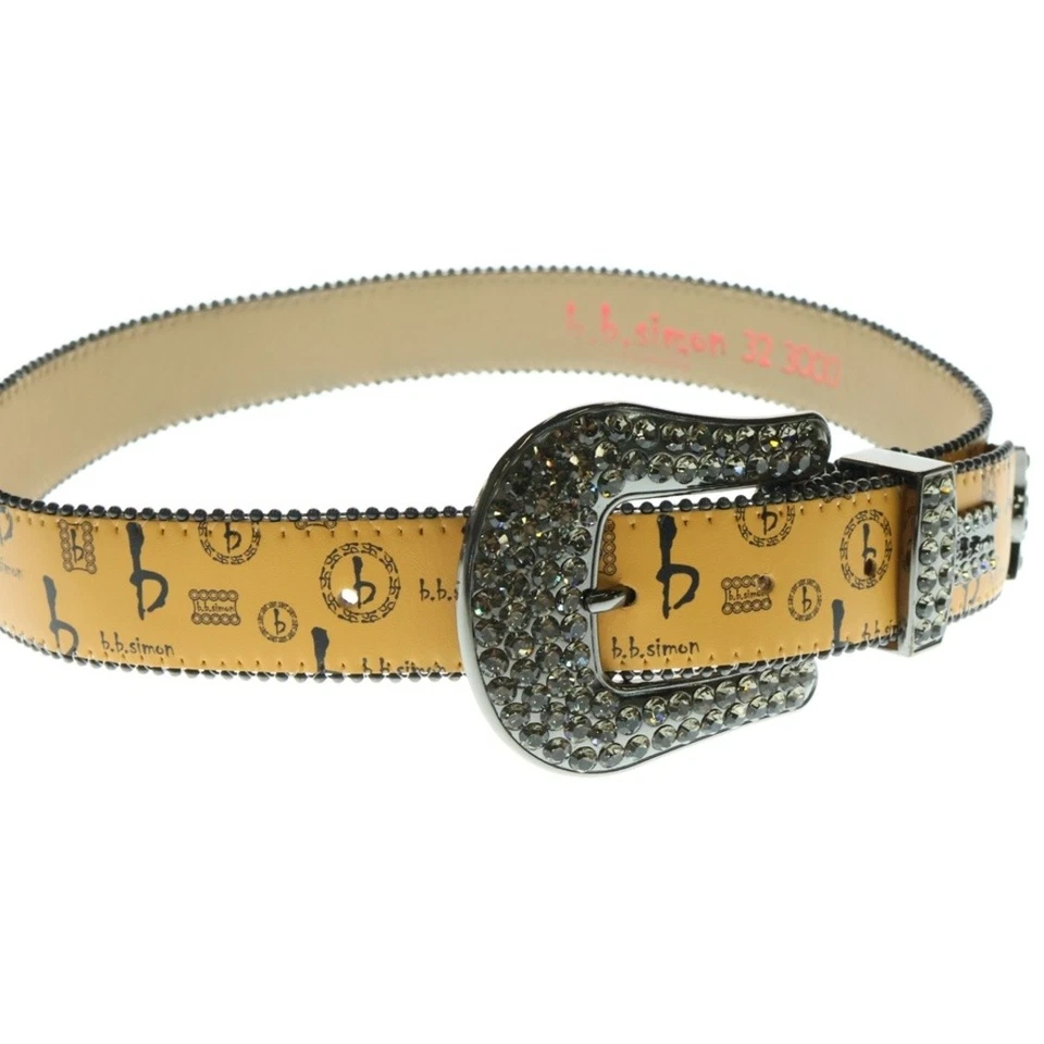 B.b.simon Patrón BB Clásico Tostado Negro Diamante Cristal Incluido Cuero Usado 215 Foto 4 de 4