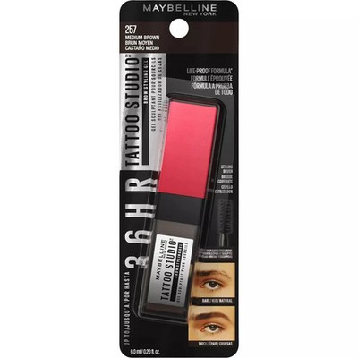 2 Pack! Maybelline Tattoo Studio Brow Styling Gel #257 Medium Brown