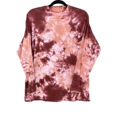 Free People We The Free Be Free Tie Dye Cabernet Coral Long Sleeve Shirt Sz XS