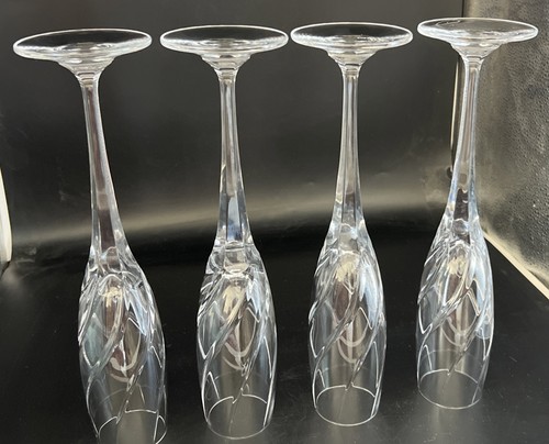 Set Of 4 Mikasa Olympus Champagne Flute Crystal Glasses Elegant Swirl Design - Picture 7 of 9