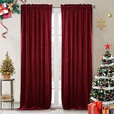 Theater Red Velvet Curtains 120 52"W x 120"L Pack of 2 Autumn Series - Red