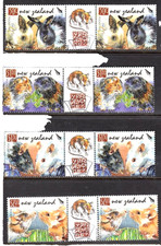NEW ZEALAND #2168-71a 2008 Year of the Rat Set, MS & Gutter Pairs Used