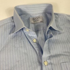 Charles Tyrwhitt Shirt Mens 16.5 36/37 Blue Pinstripe 100 Cotton Dress Long