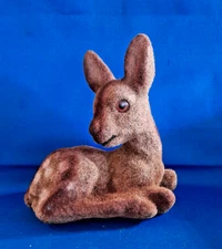 VINTAGE FLOCKED DEER BANK BROWN EYES VERY NICE