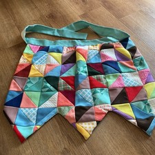 Vintage Handmade Patchwork Half Apron Reversible Embroidered Prairie Cottagecore