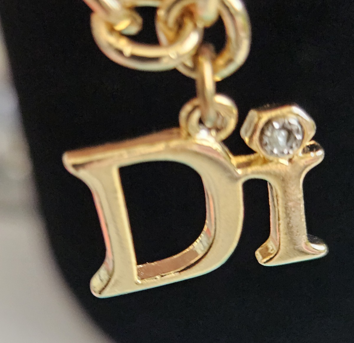 Christian Dior Charm Bracelet Vintage Rare Di Signed gold-tone