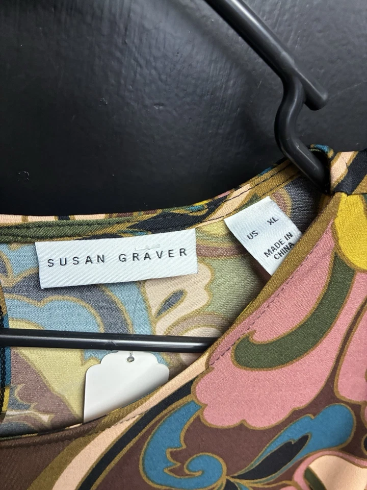 Blusa Susan Graver Damas Multicolor Paisley Manga 3/4 - Talla XL Foto 2 de 3