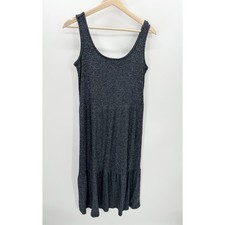 Daily Ritual Womens Gray Ribbed Knit Tank Maxi Dress Tiered Sweater Small BC18