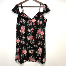 NWT Shein Vcay Black Pink Floral Sleeveless Mini Summer Dress Size Large