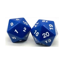 Koplow Jumbo Dice d20 55mm - Blue w/White (2) NM