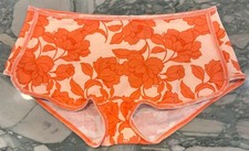 NEW Victoria Secret PINK Velvet Trim Cotton Shortie Panty - Peach Floral - XL