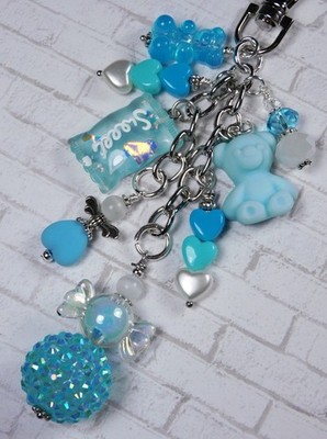 Sweet Angel Baby Boy Diaper Bag Purse Charm Clip Blue White Silver Handmade New