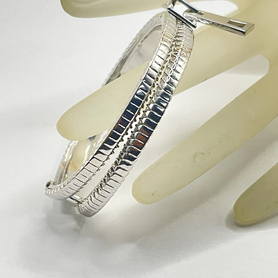 Brazalete con abrazadera de cremallera Eddie Borgo de lujo plata rodio difícil de encontrar raro Foto 2 de 4
