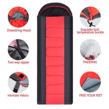 4 Season Single Sleeping Bag Waterproof Outdoor Camping Hiking Envelope Zip Bags
