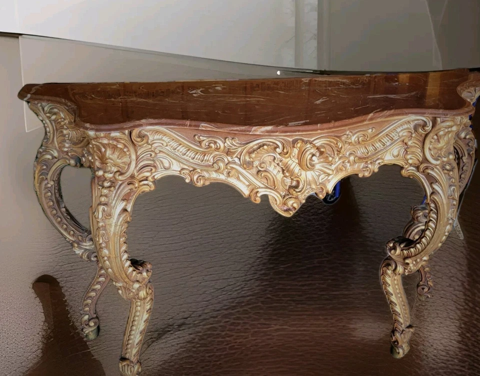 控制台桌 - 镀金巴洛克洛可可意大利大理石上衣 — 第 2/4 张图片