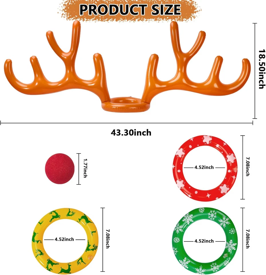 Anillo Inflable Cuerno de Reno Lanzar Juegos de Navidad Interior Exterior Fiesta Juegos Foto 4 de 4
