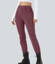 Halara High Waisted Button Zipper Multiple Pockets Solid Skinny Cargo Pants LT
