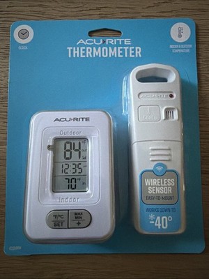 Acurite thermometer indoor/outdoor Temperature/ clock  with wireless sensor.