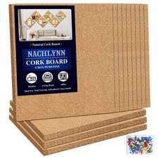 Cork Board 12 Pack 12 x 12 Self-Adhesive Corkboards for Wall Square Bulletin ...