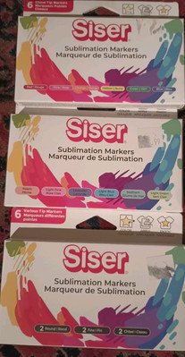 X3 BOXES Siser Sublimation Markers  6 Black 6 Primary & 6 Pastel