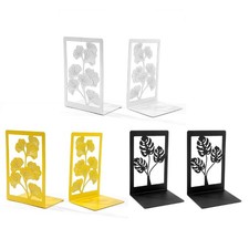 1Pair Heavy Duty Metal Book End For Shelves Hollowed Leaf Bookend Book Stoppers