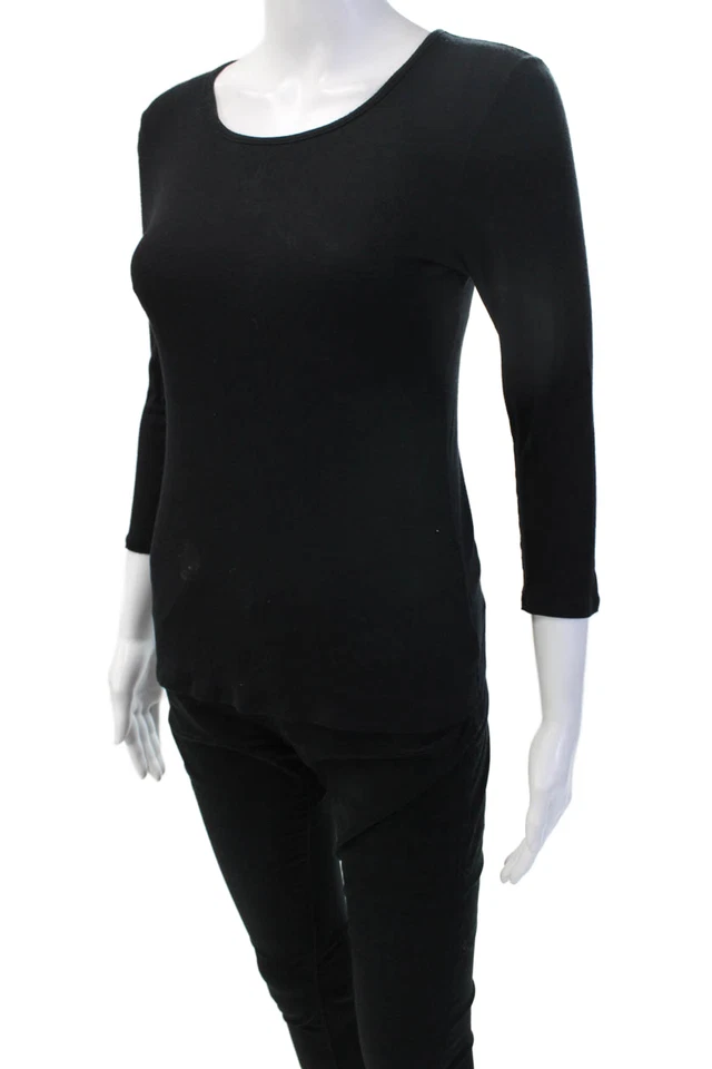 Женская футболка Emilio Pucci черная базовая вискоза рукав 3/4 круглый вырез размер 6 - Изображение 2 из 4