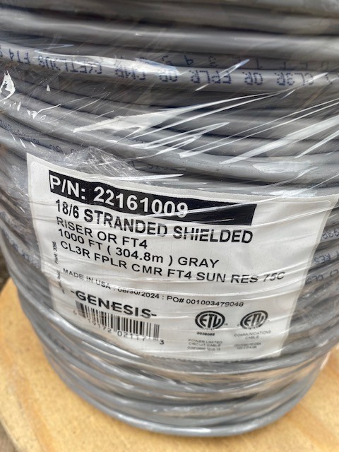 Honeywell Genesis 22161009 - 18/6 Stranded Shielded Gray Riser - 1,000 FT