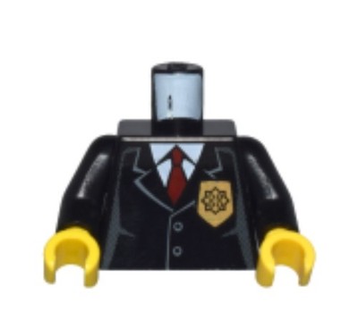 LEGO  Teil 973px468c01 - Torso Polizei Jacke Gold Abzeichen rotes Krawattenmuster
