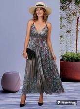 NH LADIES PLEATED MAXI SUNDRESS FREE SIZE (FITS UP TO A 4/6) NEW WITH TAGS SHIRR