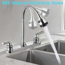 360 Chrome Kitchen Faucet Sink Mixer Pull Down Sprayer Single Handle Plastic