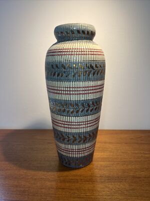 Aldo Londi Bitossi Seta Mid Century Modern Italian Vase Blue White Signed 12 