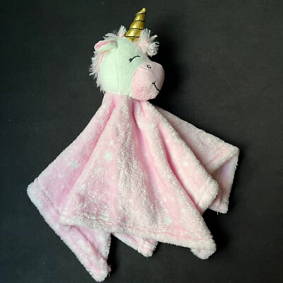 Hudson Baby HB Pink White Unicorn Stars Lovey Security Blanket