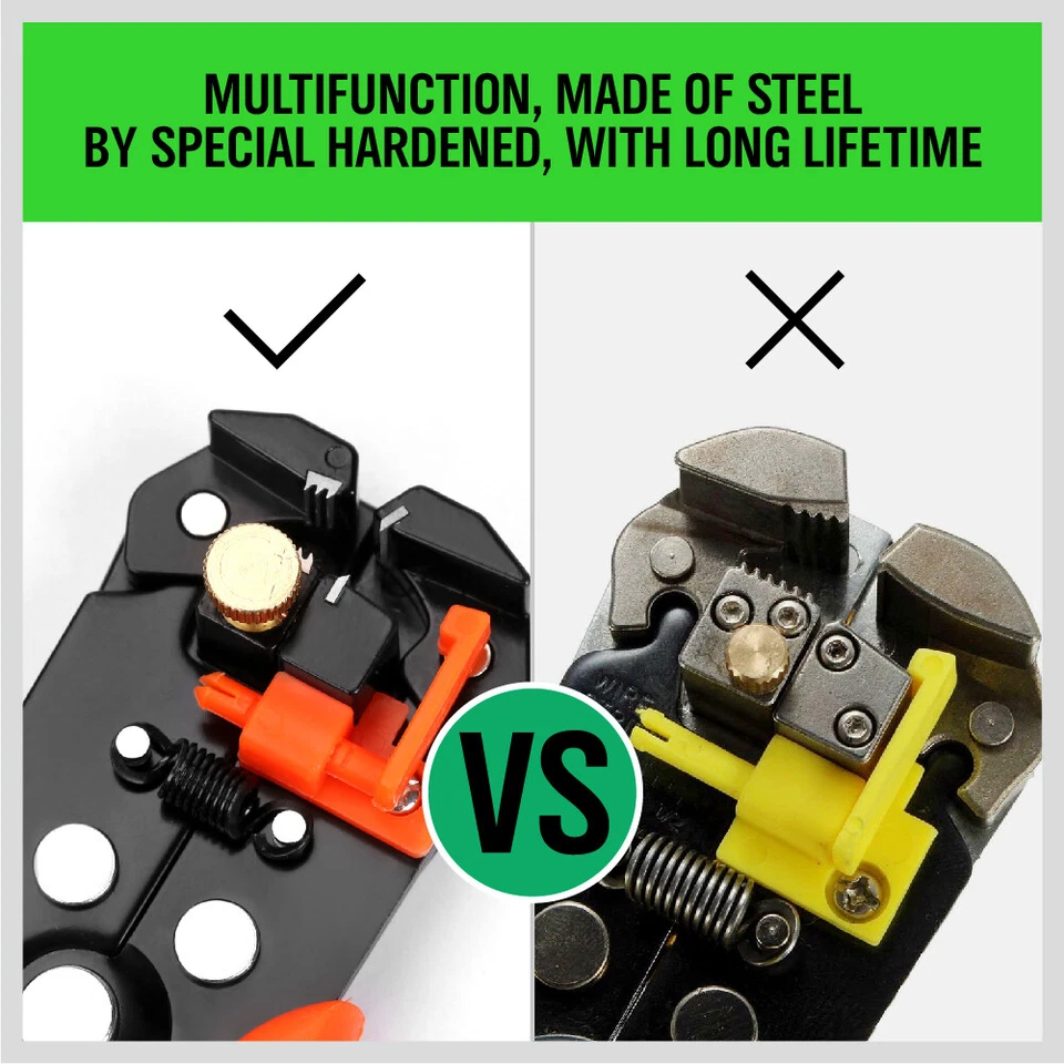 Alicates de herramientas terminales prensadora cortador pelacables aislamiento autoajustable 8" Foto 4 de 4