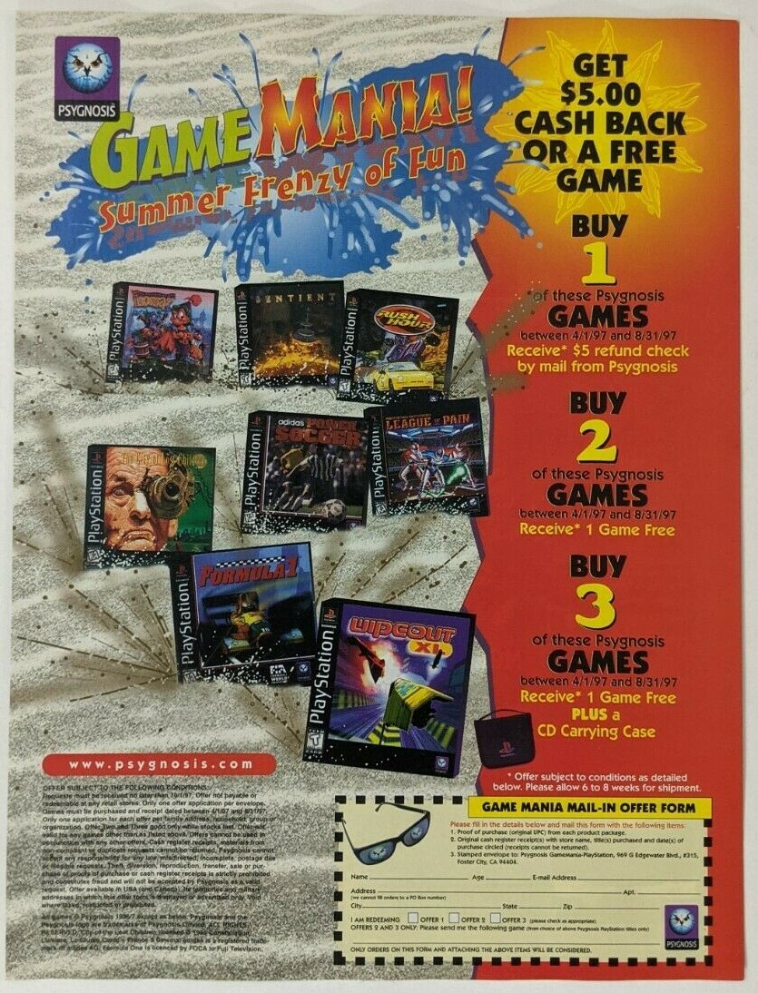 Game Mania Coupon WipeOut XL Sentient Lomax Print Ad Poster Art