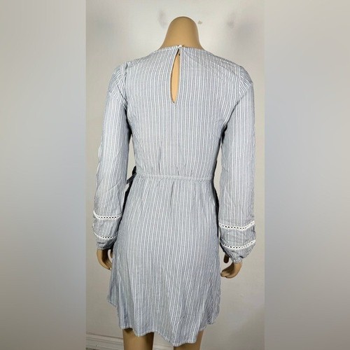 Vestido envolvente a rayas manga larga talla pequeña Hollister Co. para mujer nuevo con etiquetas - Imagen 8 de 14