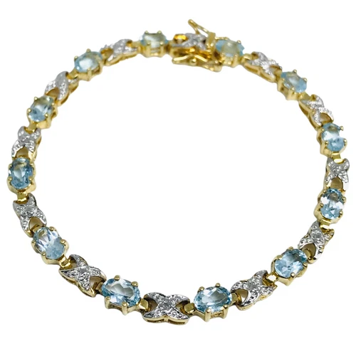 Ross simons sterling silver gold tone blue topaz 10 grams 7.25” - Picture 2 of 8