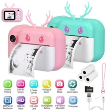 1080P Kid Instant Print Camera Digital Zero Ink Selfie Camera / 3pcs Print Paper