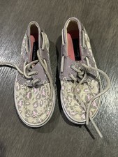 SPERRY TOP-SIDER BAHAMA Animal Print SEQUINS CANVAS BOAT SHOES GIRLS SIZE 10.5 m