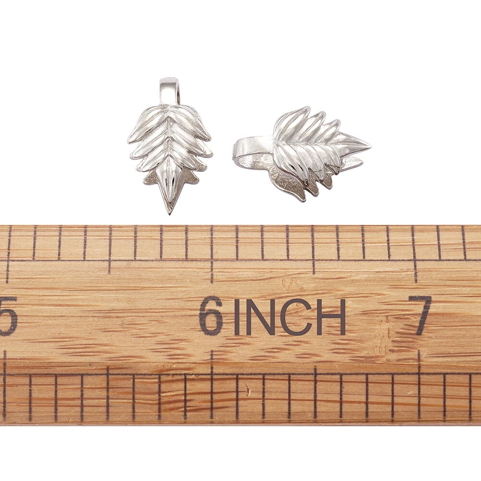 Fianzas de pellizco sin níquel tono platino hoja de hielo 5 piezas fianza colgante 17 mm Foto 3 de 4