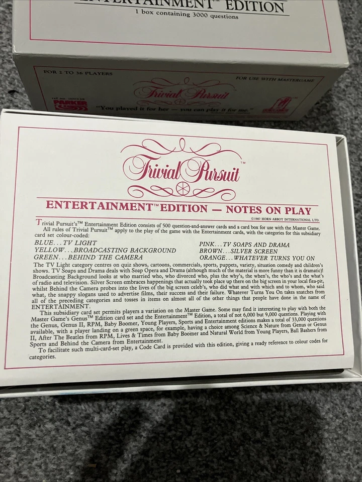 Trivial Pursuit Entertainment Edition 3000 Questions 1987 Boxed & Complete - Image 3 of 4
