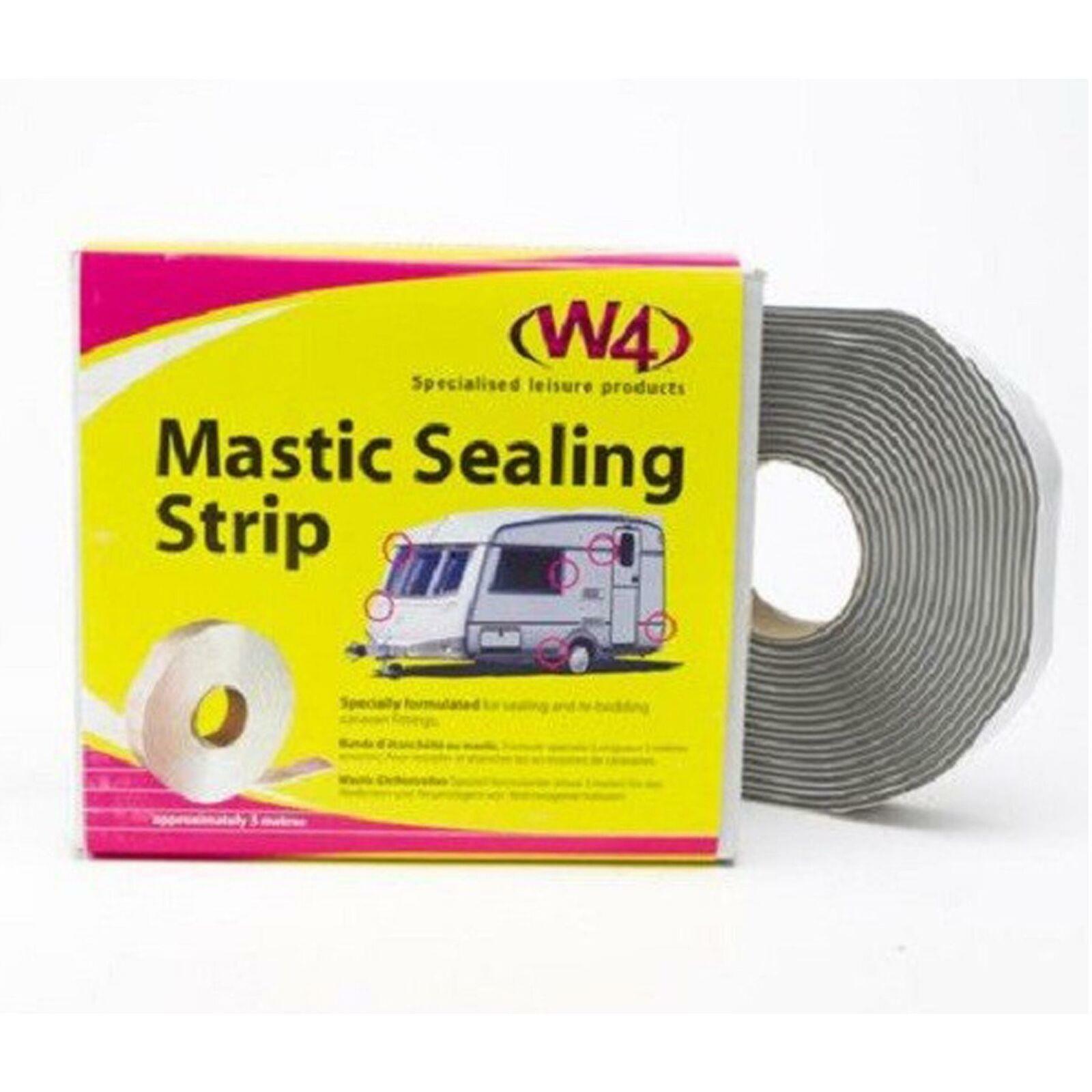 W4 Caravan Motorhome Mastic Sealing Strip 19mm x 5m x 2.5mm Sealant Roll Grey