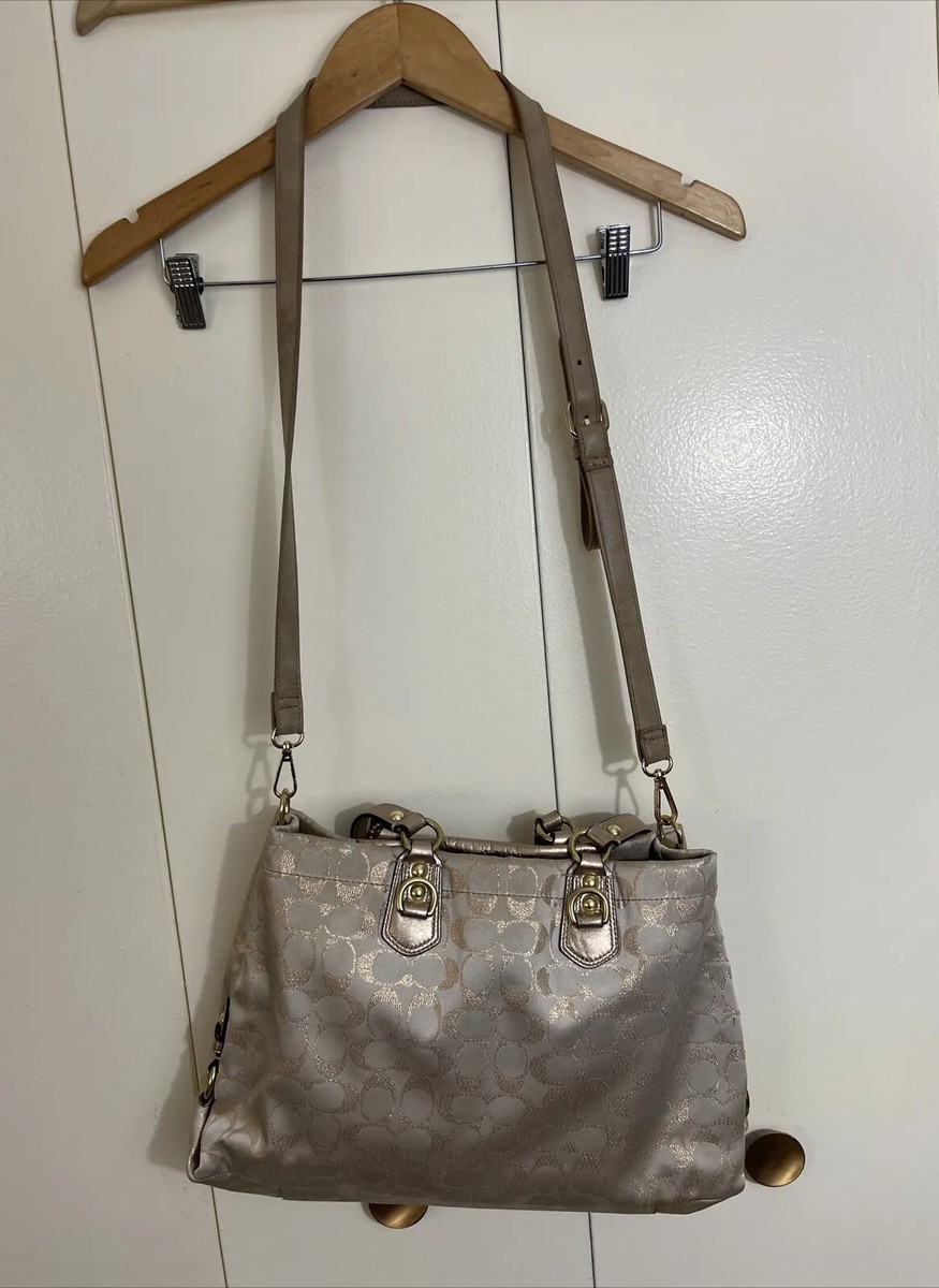 COACH M1020-F15807 Ashley Gold Signature C Lured Satchel Bag Tote