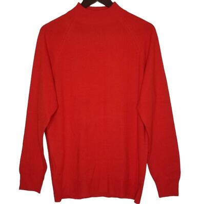 John Smedley Men Red Harcourt Pullover Mock Turtleneck Size Large 