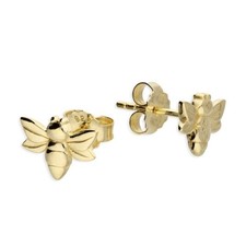 Small Bumble Bee Stud Earrings 18ct Yellow Gold Plated Hallmarked British Made