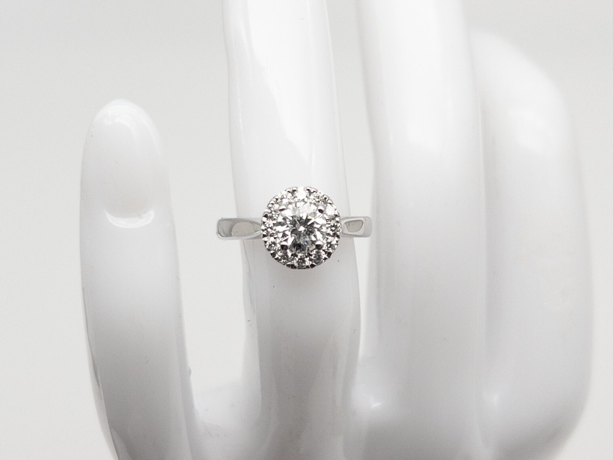 $6000 Natural Round Brilliant Diamond 14k White Gold HALO