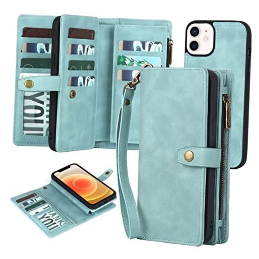 Wallet Case with Card Holder & Detachable for iPhone 12/12 Pro Dream Blue