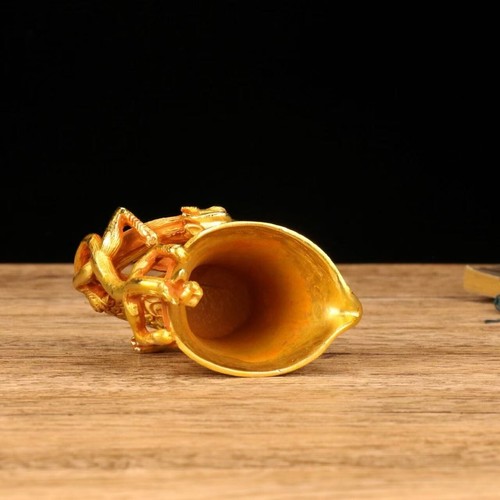 3.5 "Antique Gilded Bronze Dragon and Phoenix Cup Tea Set Decorations - 第 6/9 張圖片