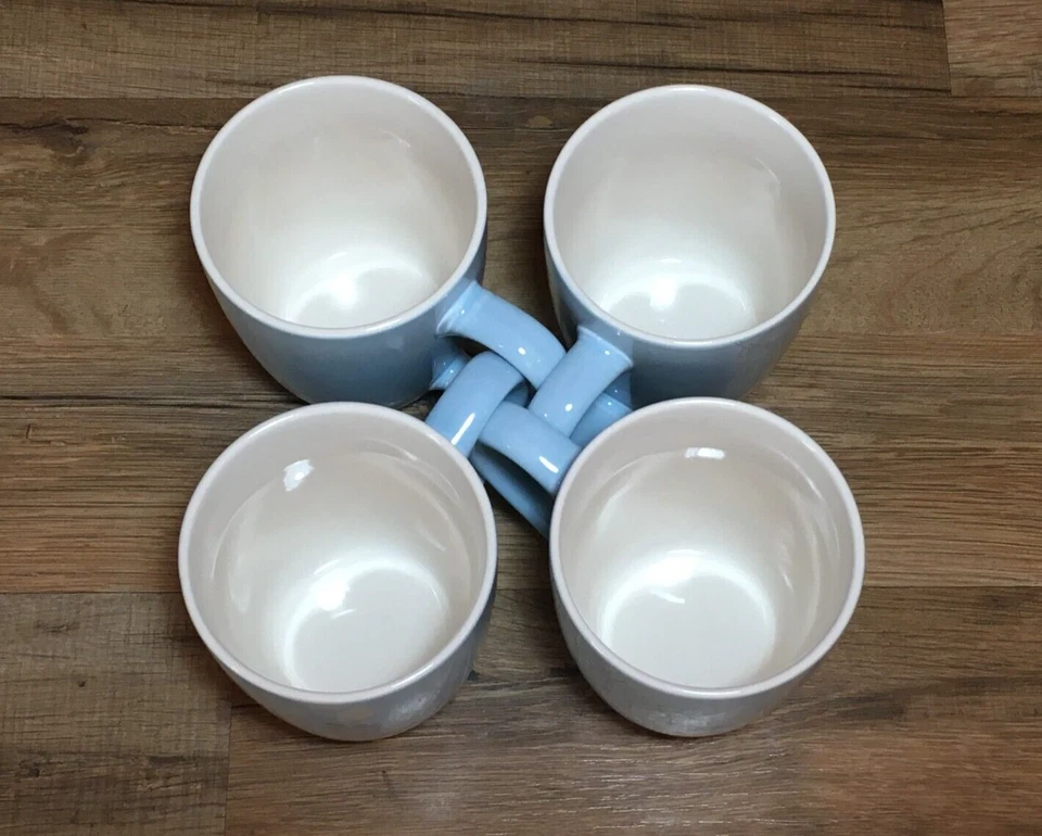 JUEGO DE 4 TAZAS DE CAFÉ MSE MARTHA STEWART - SILUETA RAMA AZUL - 14 OZ Foto 3 de 4