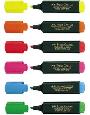6 x Faber-Castell Textliner 48 Refill Textmarker 1 - 5 mm Marker, sortiert